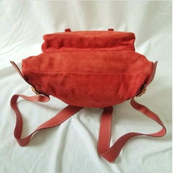 New VTG Gucci XL Red Suede Backpack Leather Straps - Picture 3 of 8
